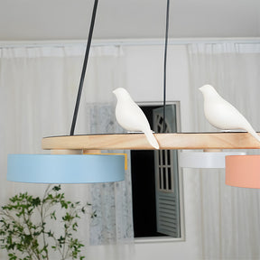 Modern Wood Bird Pendant Lights Creative LED Chandelier for Living Room, Dinning Area
