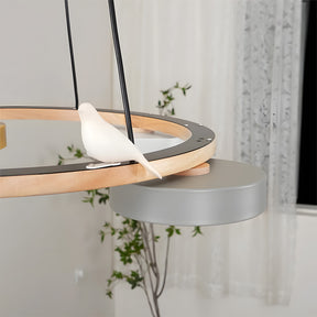 Modern Wood Bird Pendant Lights Creative LED Chandelier for Living Room, Dinning Area