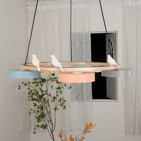 Modern Wood Bird Pendant Lights Creative LED Chandelier for Living Room, Dinning Area