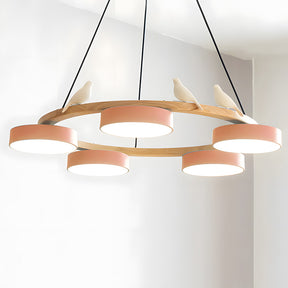 Modern Wood Bird Pendant Lights Creative LED Chandelier for Living Room, Dinning Area