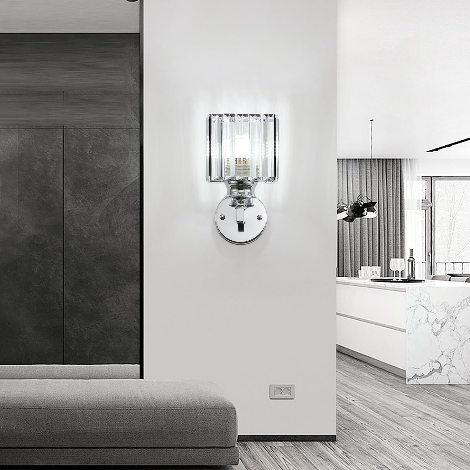 Crystal Round And Square Hallway Wall Lights