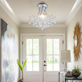 Silver Crystal Bouquet Semi-Flush Ceiling Light for Hallway