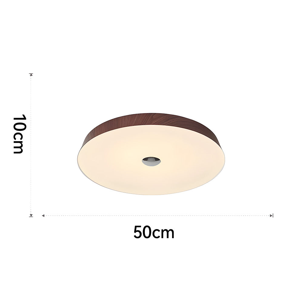 Natural Wood Grain Simple Round Bedroom LED Ceiling Lights