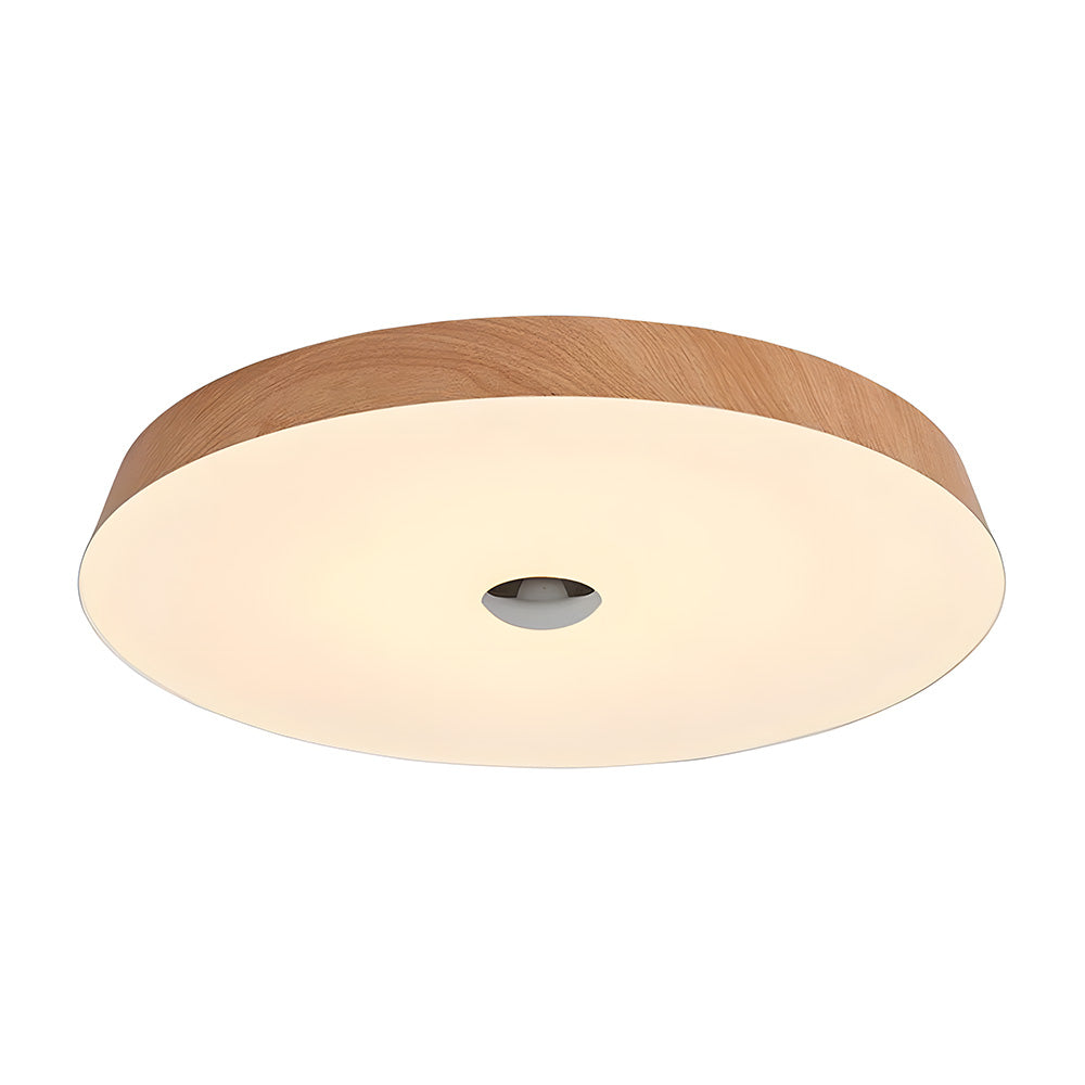 Natural Wood Grain Simple Round Bedroom LED Ceiling Lights