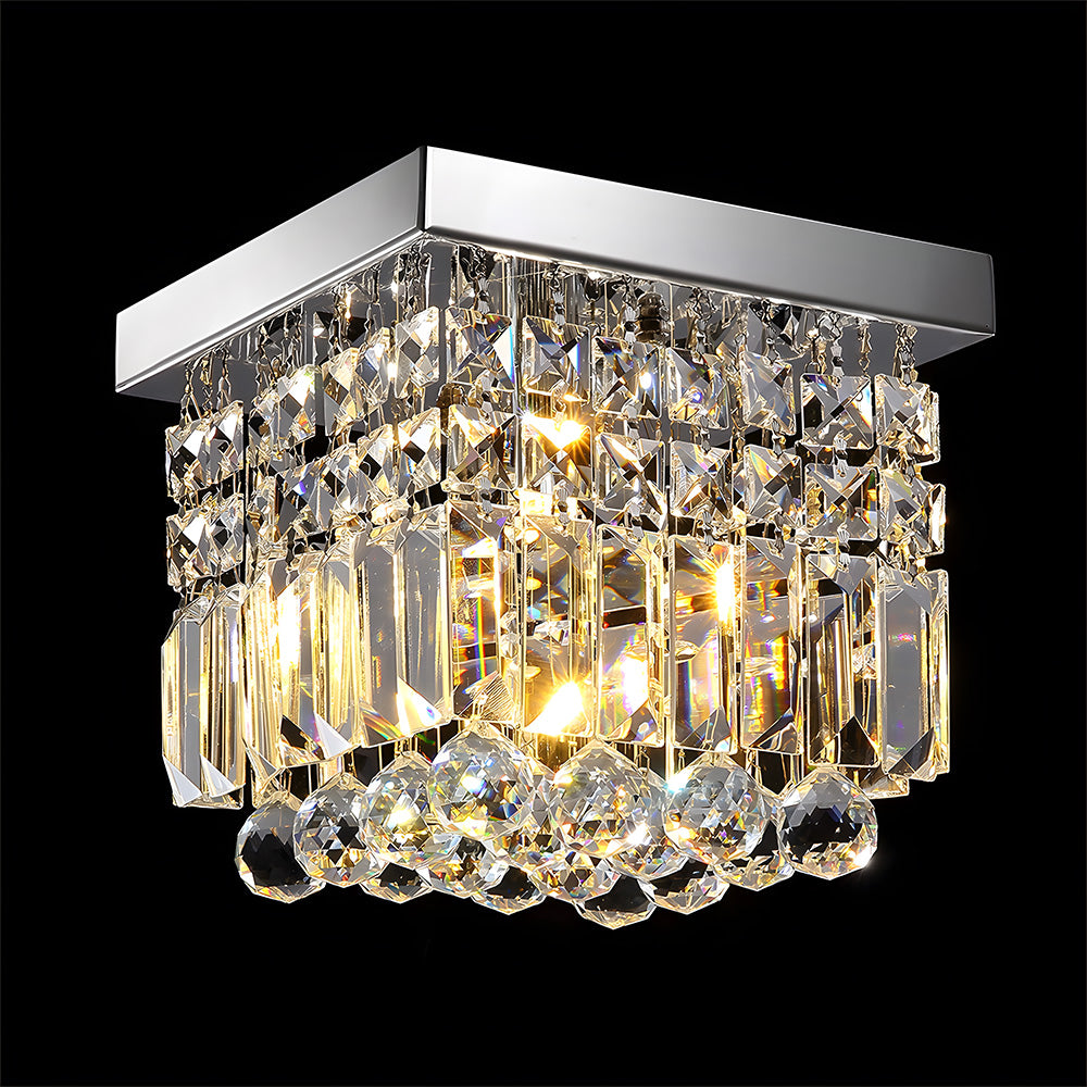 Modern Crystal Small Flush Mount Hallway Ceiling Lamp