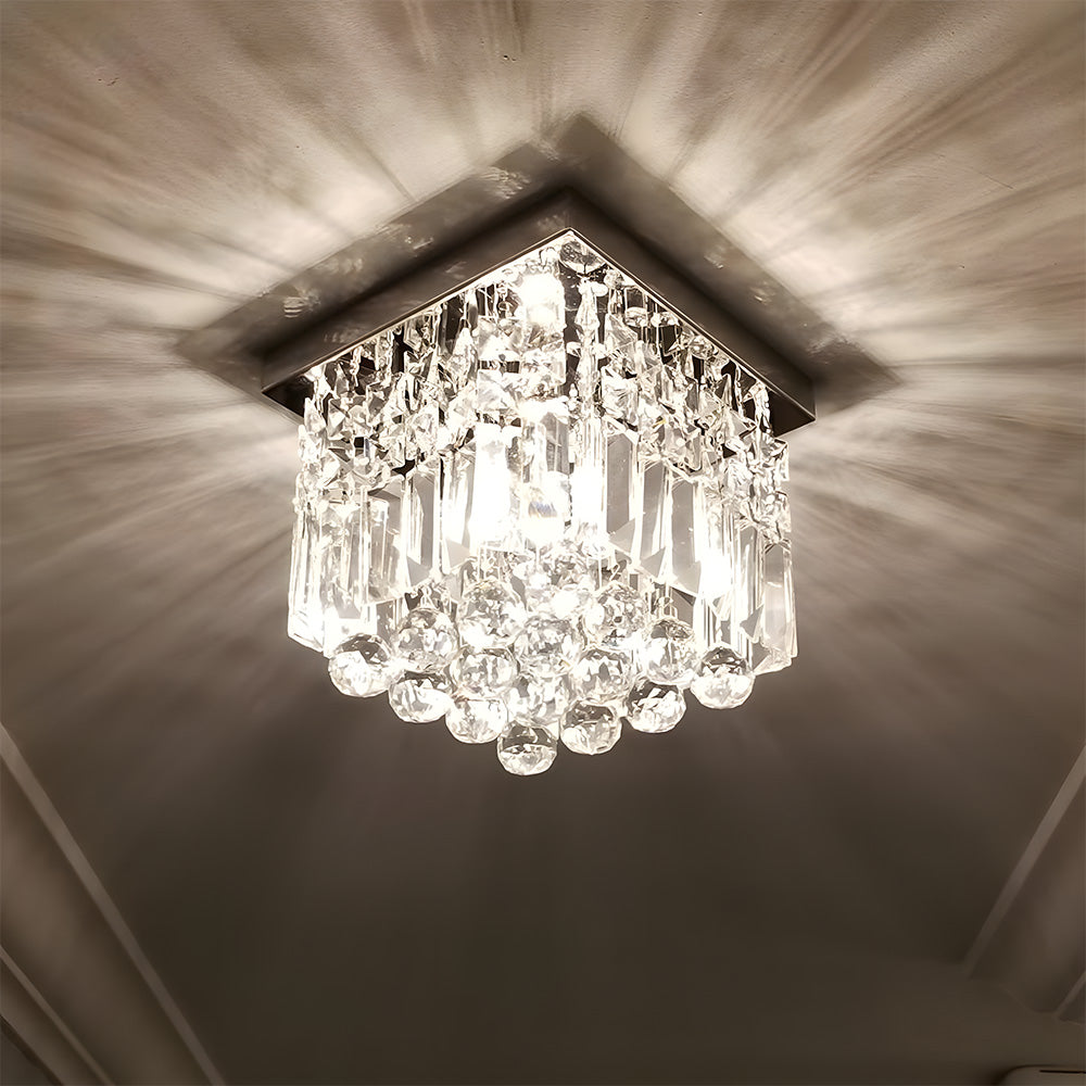 Modern Crystal Small Flush Mount Hallway Ceiling Lamp