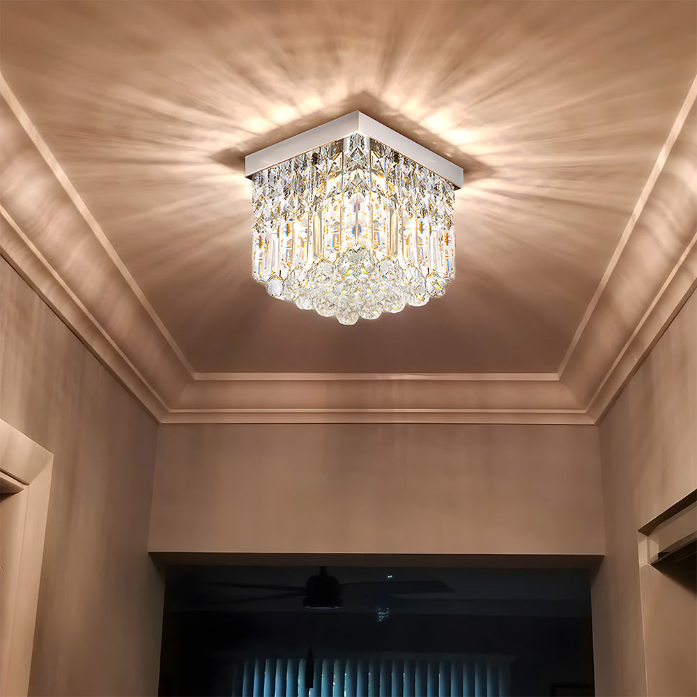 Modern Crystal Small Flush Mount Hallway Ceiling Lamp