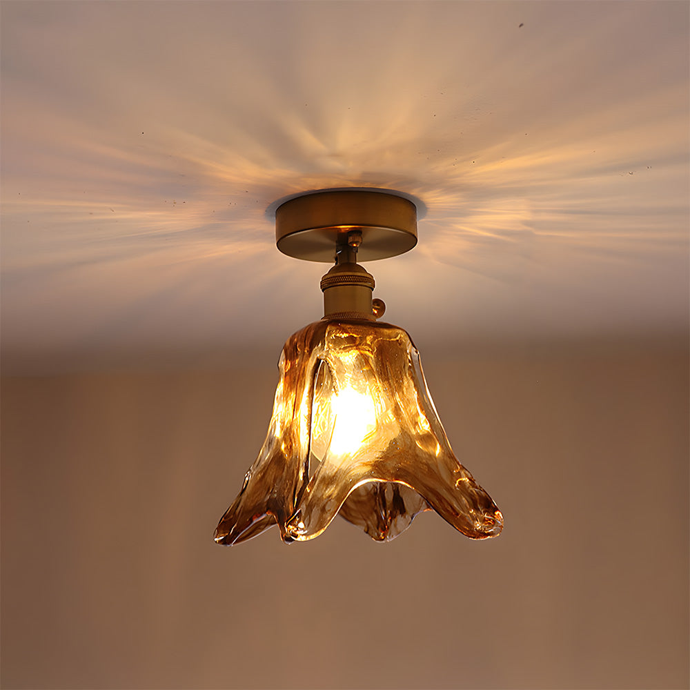 Vintage Amber Multi-Style Glass Semi-Flush Mount Lights