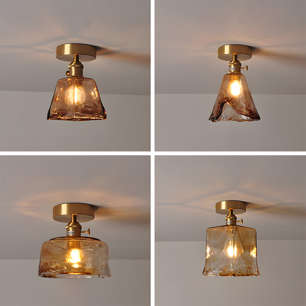 Vintage Amber Multi-Style Glass Semi-Flush Mount Lights