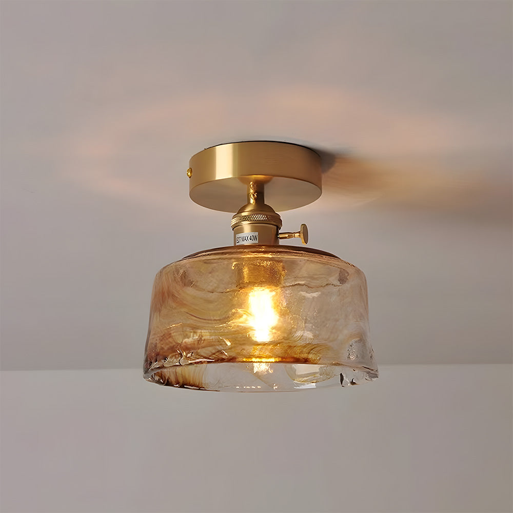 Vintage Amber Multi-Style Glass Semi-Flush Mount Lights