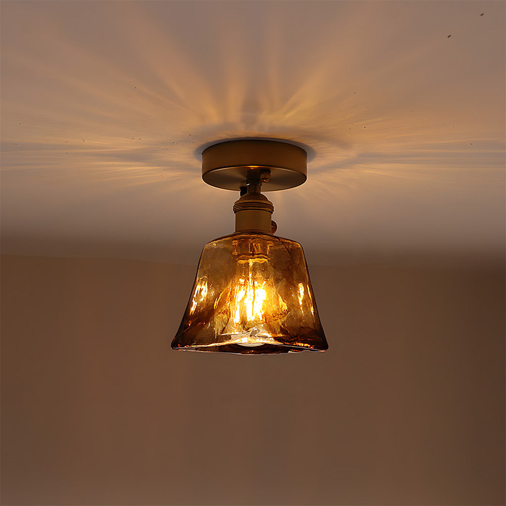 Vintage Amber Multi-Style Glass Semi-Flush Mount Lights