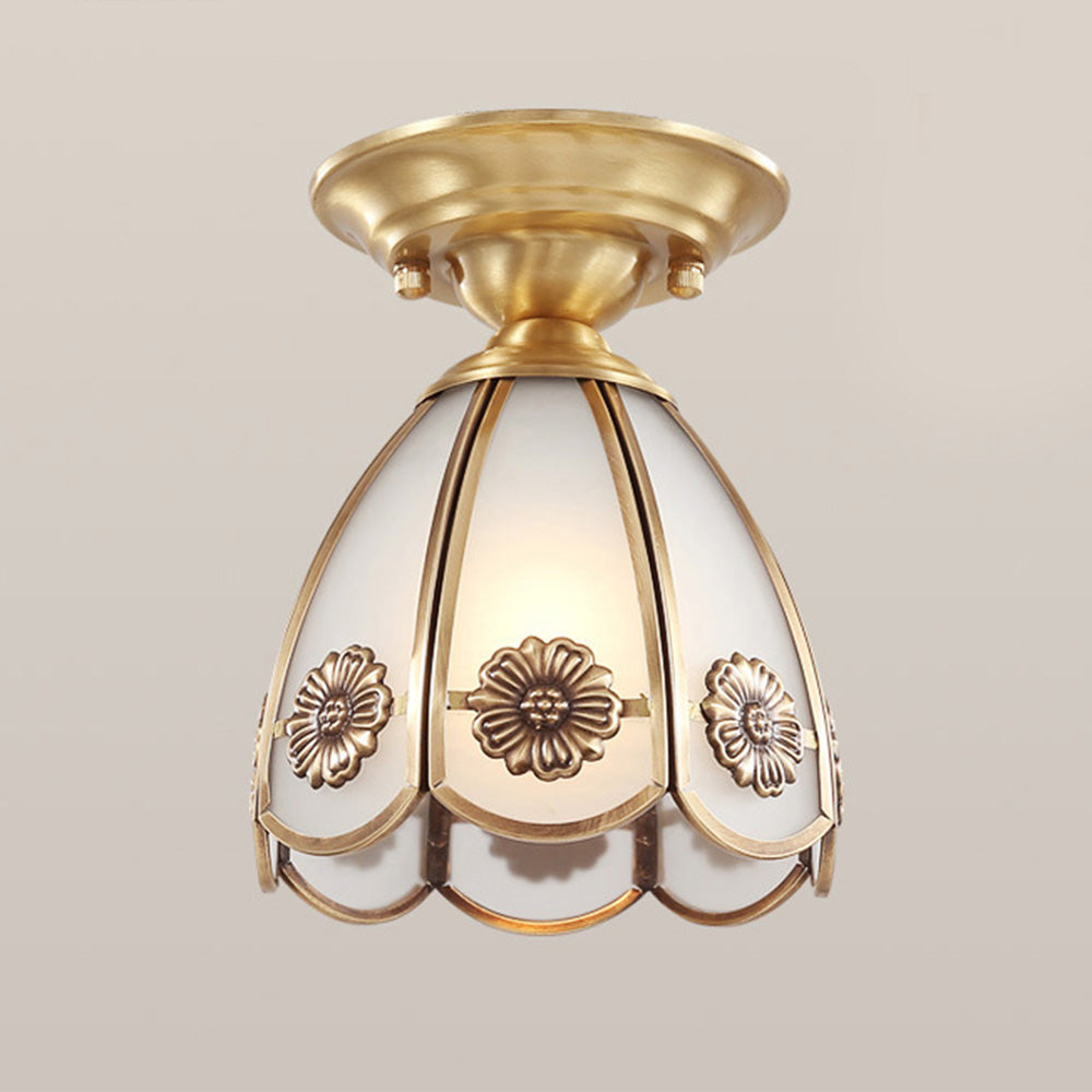 Glass Brass Semi Flush Ceiling Lights