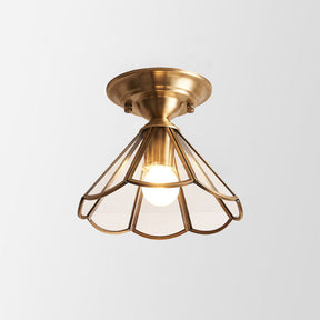 Glass Brass Semi Flush Ceiling Lights