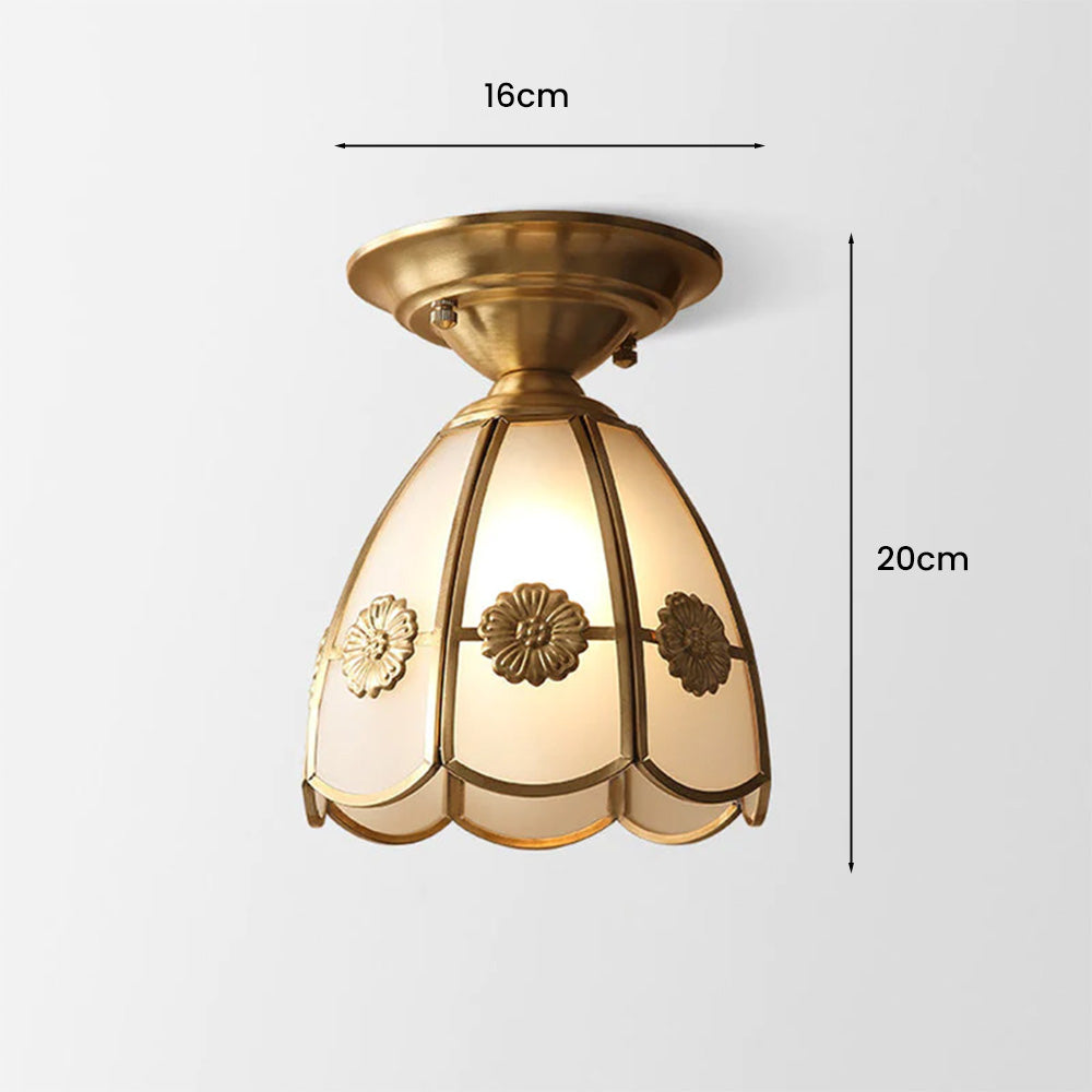 Glass Brass Semi Flush Ceiling Lights