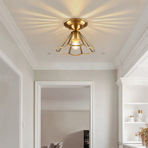 Glass Brass Semi Flush Ceiling Lights