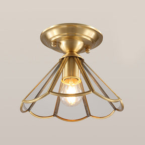 Glass Brass Semi Flush Ceiling Lights