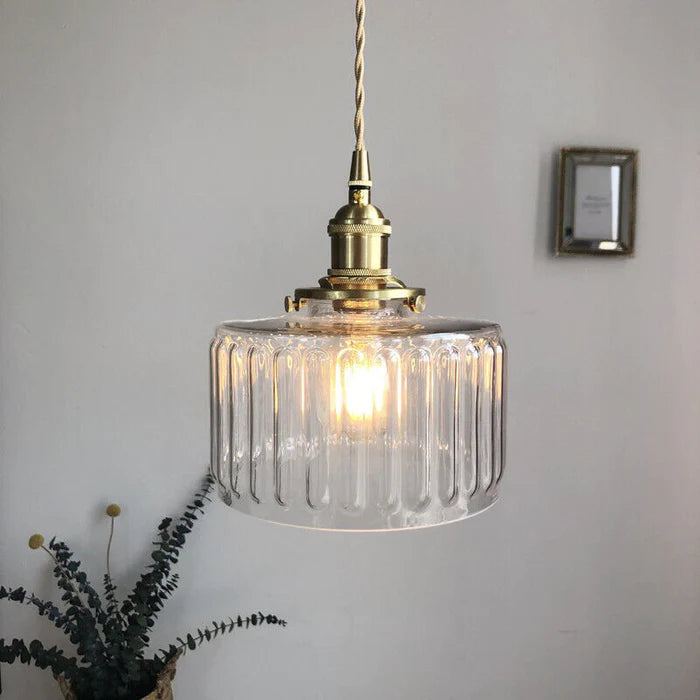 Lampsmodern Modern Glass Pendant Light Retro Cylinder Hanging Light