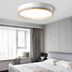 Contemporary Round Flush Mount Wooden Acrylic LED Ceiling Lights for Dining Room