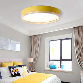 Contemporary Round Flush Mount Wooden Acrylic LED Ceiling Lights for Dining Room