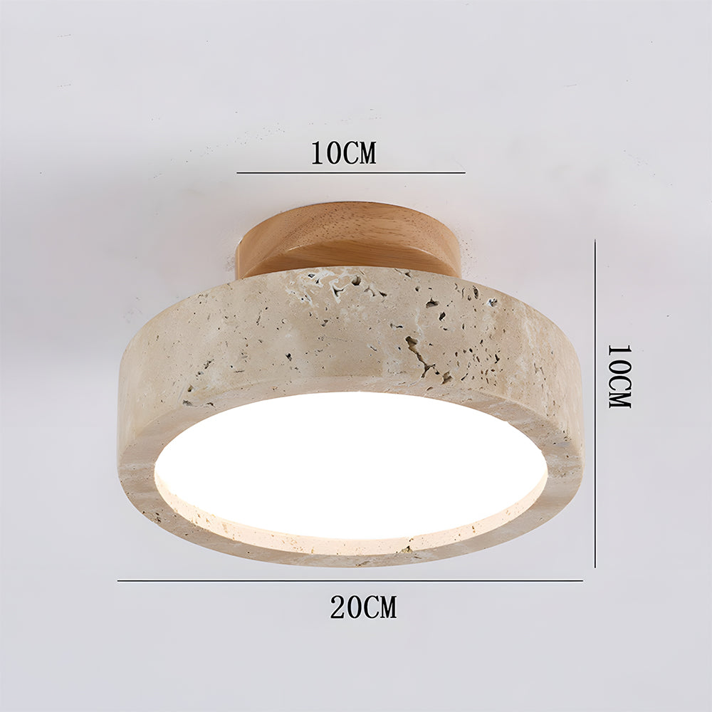 Wabi-Sabi Travertine LED Ceiling Light for Hall, Corridor, Living room
