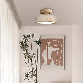 Wabi-Sabi Travertine LED Ceiling Light for Hall, Corridor, Living room