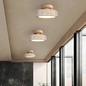 Wabi-Sabi Travertine LED Ceiling Light for Hall, Corridor, Living room