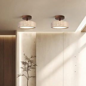 Wabi-Sabi Travertine LED Ceiling Light for Hall, Corridor, Living room