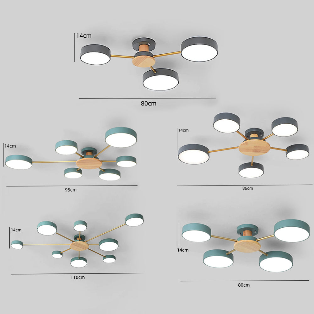 Multi Bulbs Round LED Bedroom Ceiling Light