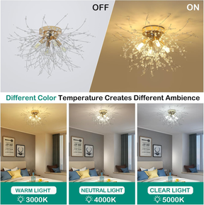 Crystal Flush Mount Chandelier Ceiling Light for Bedrooms, Kitchens, Islands, Corridor