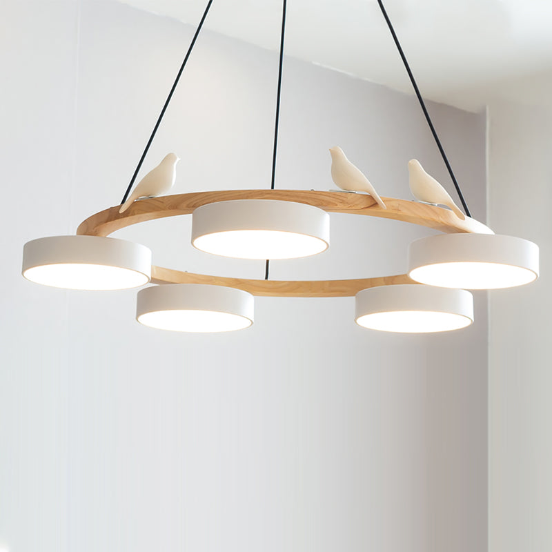 Modern Wood Bird Pendant Lights Creative LED Chandelier for Living Room, Dinning Area
