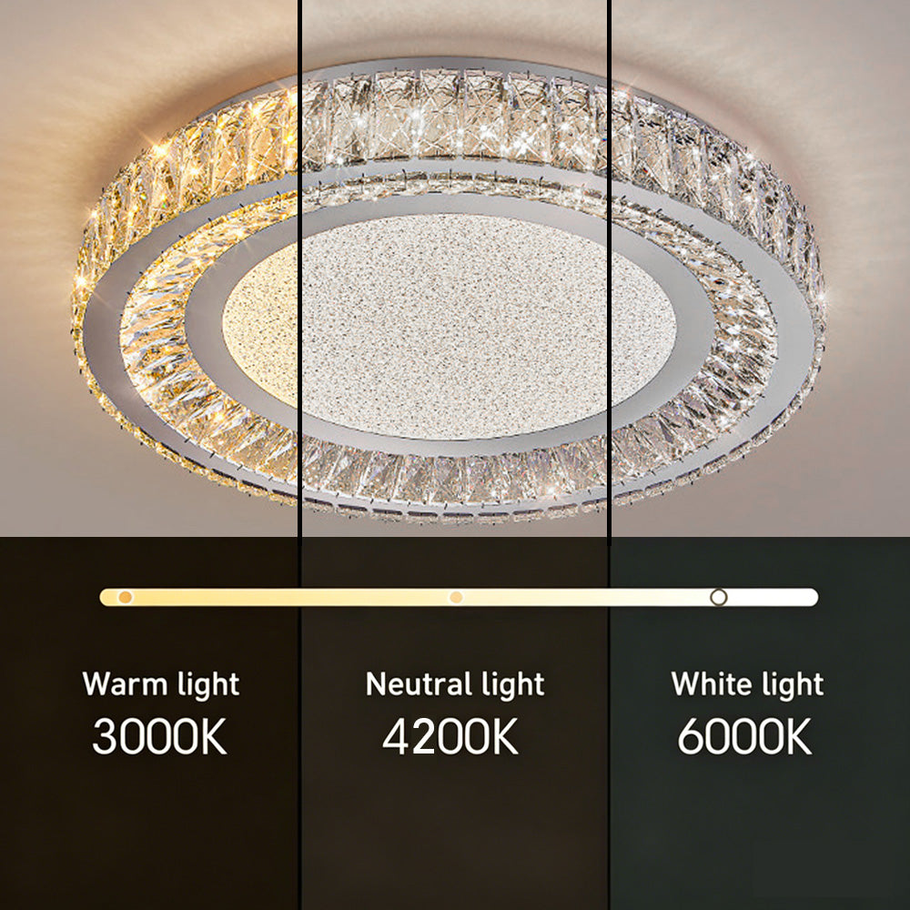 Luxury Crystal LED Ceiling Light Modern Round Chandelier for Living Room