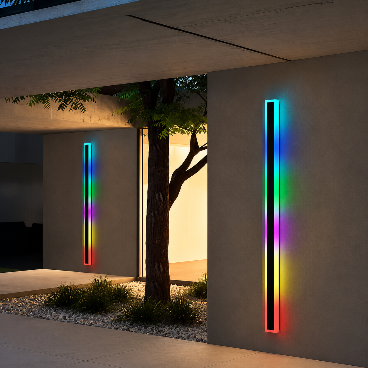 Outdoor RGB Wall Lights IP65 Waterproof Long Wall Sconce with Remote