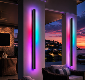 Outdoor RGB Wall Lights IP65 Waterproof Long Wall Sconce with Remote