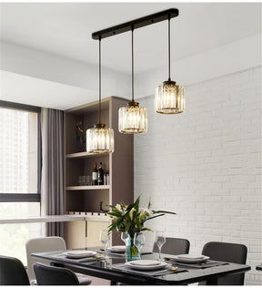 Modern Multi-Head Glass Kitchen Black Pendant Light