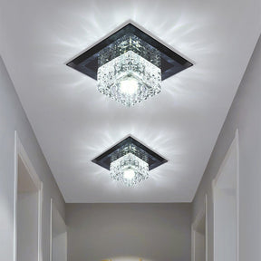 Contemporary Squared Shape Crystal LED Ceiling Light For Hallway