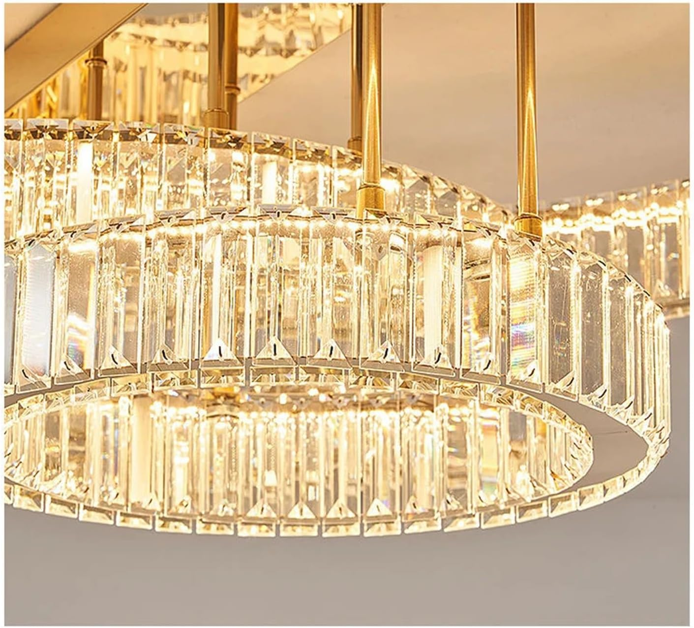 Modern Crystal Ring Chandelier - Gold LED Flush Mount Ceiling Lights