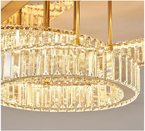 Modern Crystal Ring Chandelier - Gold LED Flush Mount Ceiling Lights