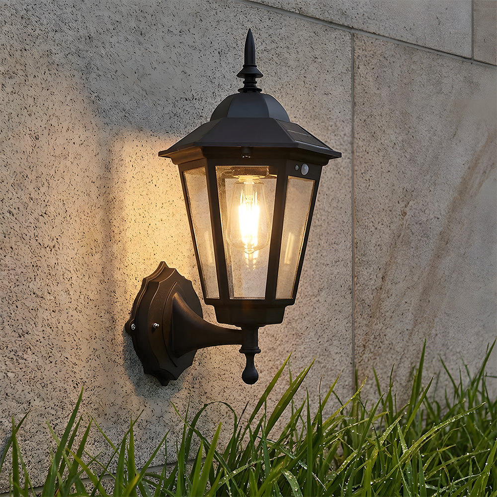 IP44 External Solar Wall Lights, 3 Mode Sensor Solar Wall Lamp for Patio Fence Garden Decor