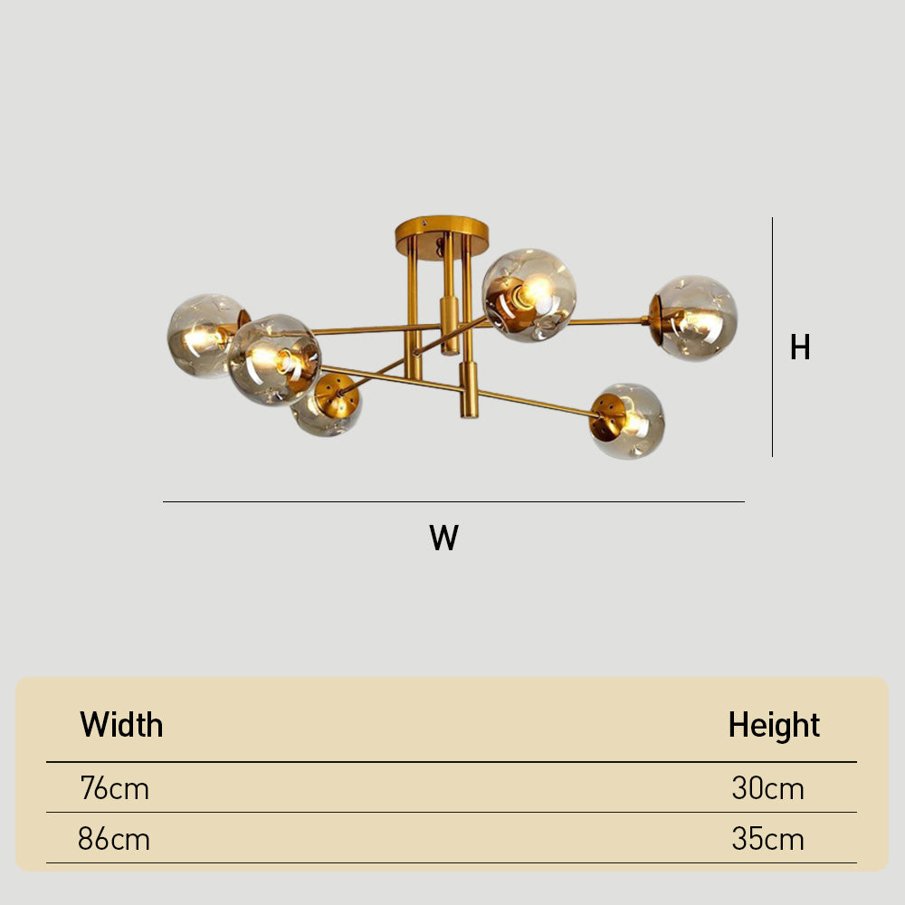 Modern Sputnik Glass Globe Semi Flush Ceiling Light for Living Room