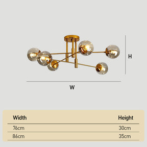 Modern Sputnik Glass Globe Semi Flush Ceiling Light for Living Room