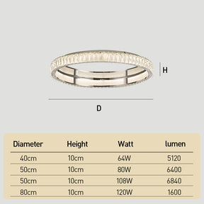 Crystal Aluminium Ring Trim LED Ceiling Light for Living Room