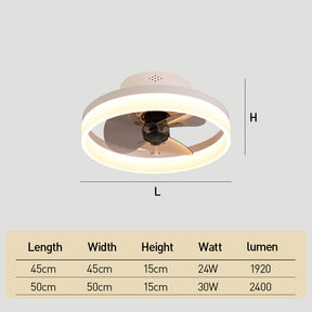 Modern Low Profile Ceiling Fan with Light 6 Speeds Reversible DC Motor Fan Light