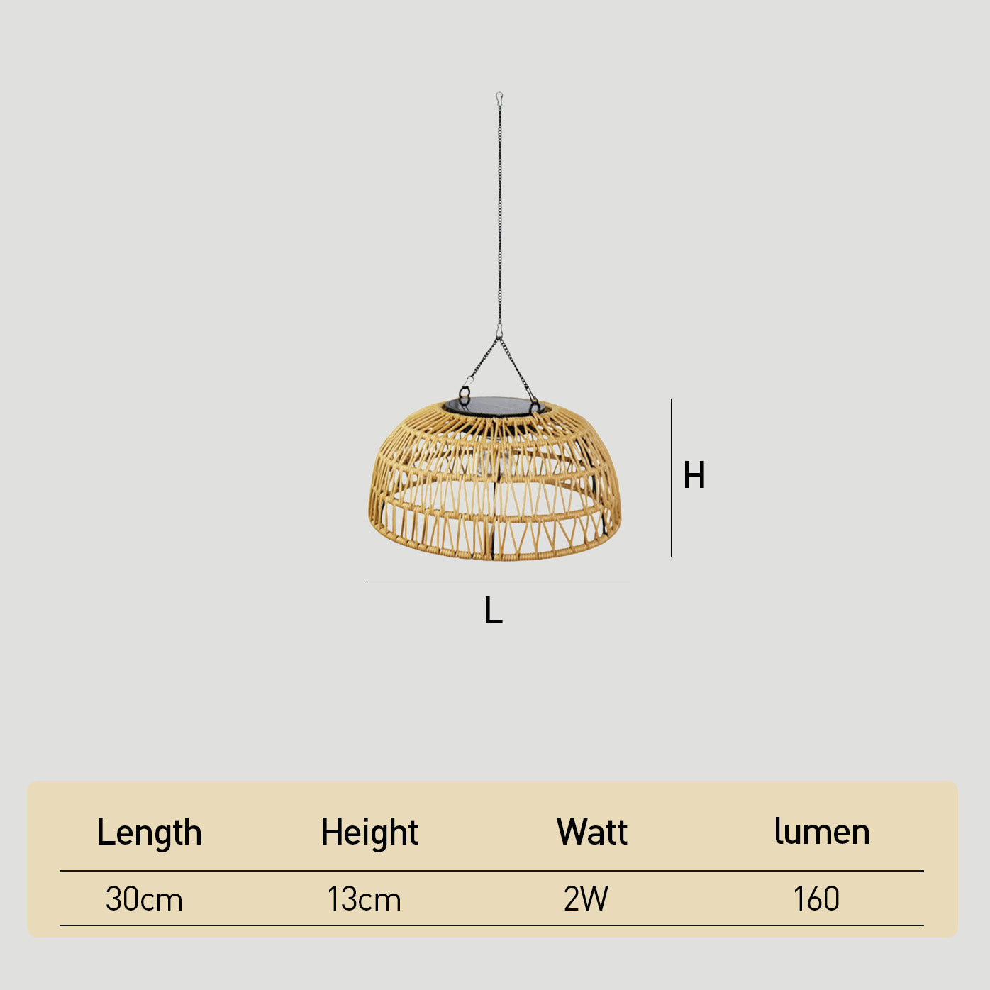 Outdoor Solar Dome Rattan Pendent Lights for Patio Garden Porch