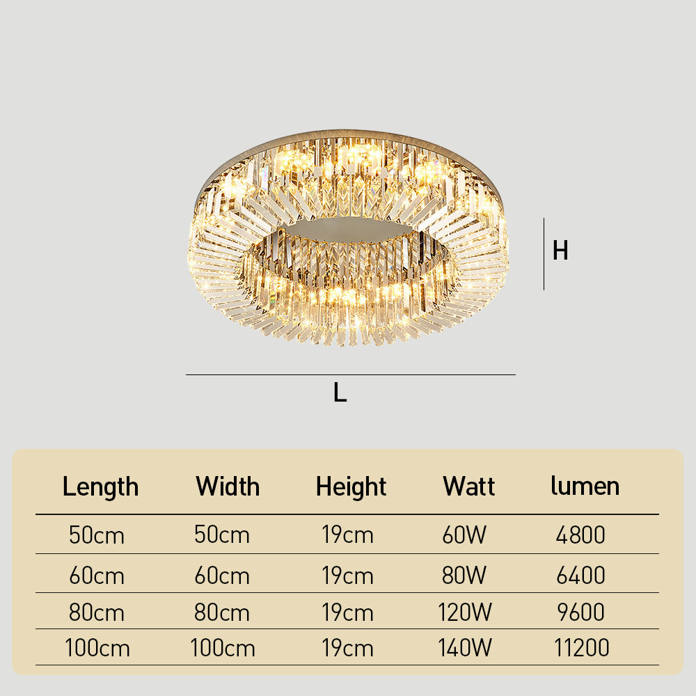Modern Crystal Flush Mount Ceiling Light Ring Chandelier for Living Room