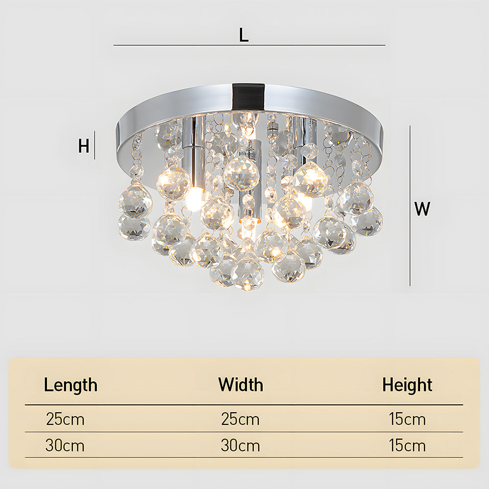 Modern Ceiling lights with Crystal Droplets, Chrome Finish