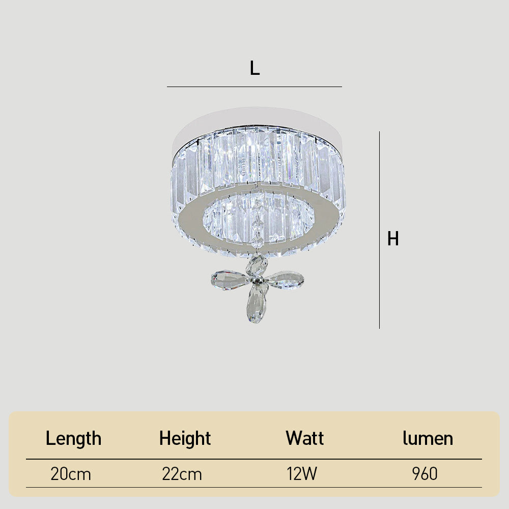 Modern Crystal Flush Mount Ceiling Light for Hallway and Bedroom