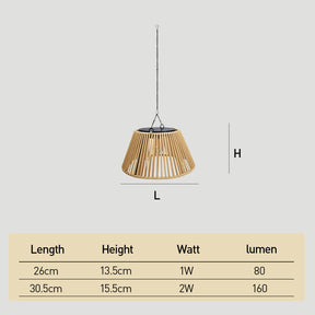 Waterproof Outdoor Solar Woven Rattan Pendant Lights for Porch Garden