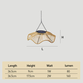 Outdoor Solar Wavy Woven Rattan Pendant Light for Patio Garden Gazebo