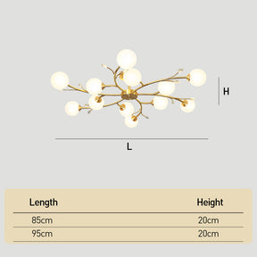Spherical Semi-Flush Mount with Crystal-6/8/10/12 Lights Gold Ceiling Light