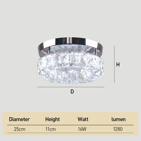Circular Crystal Stainless Steel LED Flush Ceiling Light for Hallway
